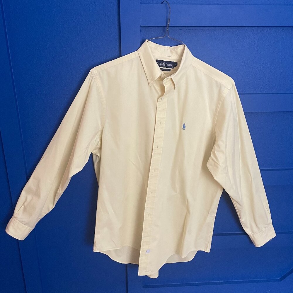 Men's Yellow Polo Dress Shirt 100% Cotton XL